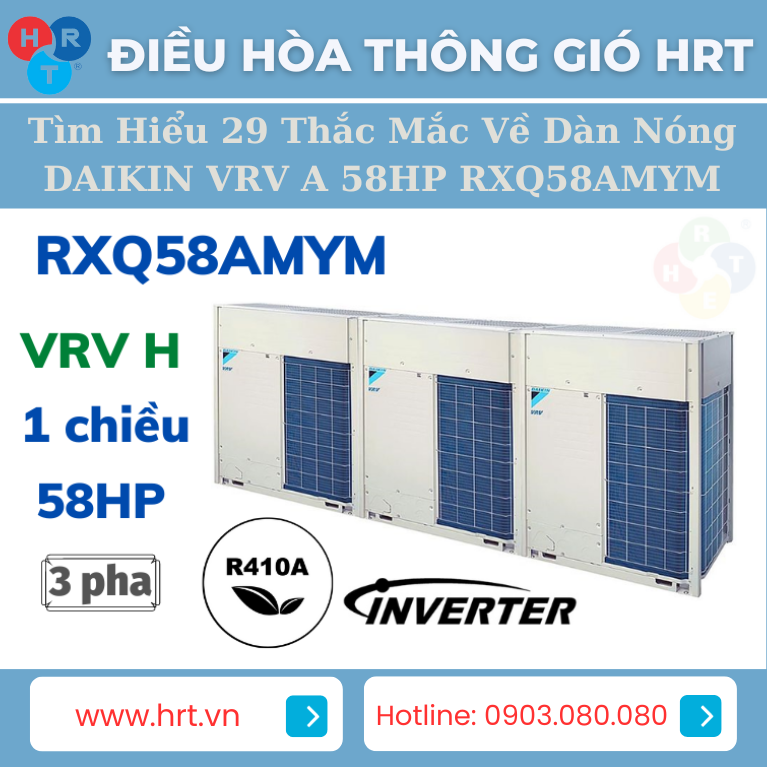 Dàn nóng DAIKIN VRV A 58HP RXQ58AMYM là một trong những sản phẩm công nghệ tiên tiến của Daikin, một tên tuổi đáng tin cậy đến từ Nhật Bản. Được thiết kế để đáp ứng nhu cầu của các hệ thống điều hòa không khí quy mô lớn, sản phẩm này có rất nhiều tính năng ấn tượng và ưu điểm đáng chú ý. Trong bài viết này, chúng ta sẽ tìm hiểu một số thông tin quan trọng về dàn nóng DAIKIN VRV A 58HP RXQ58AMYM.